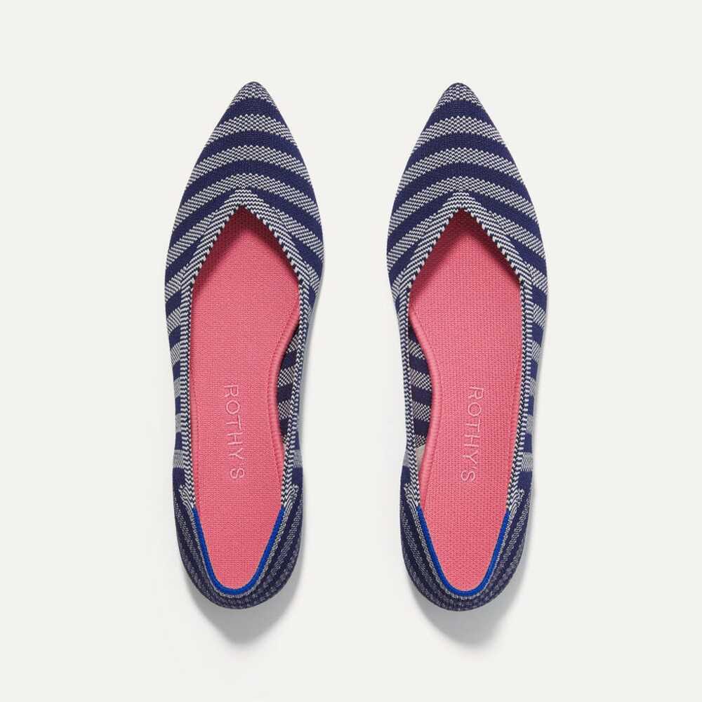 Rothy's Women's The Point II Ballet Flat Striped Slip-On Blue/White Size 11 NWOB